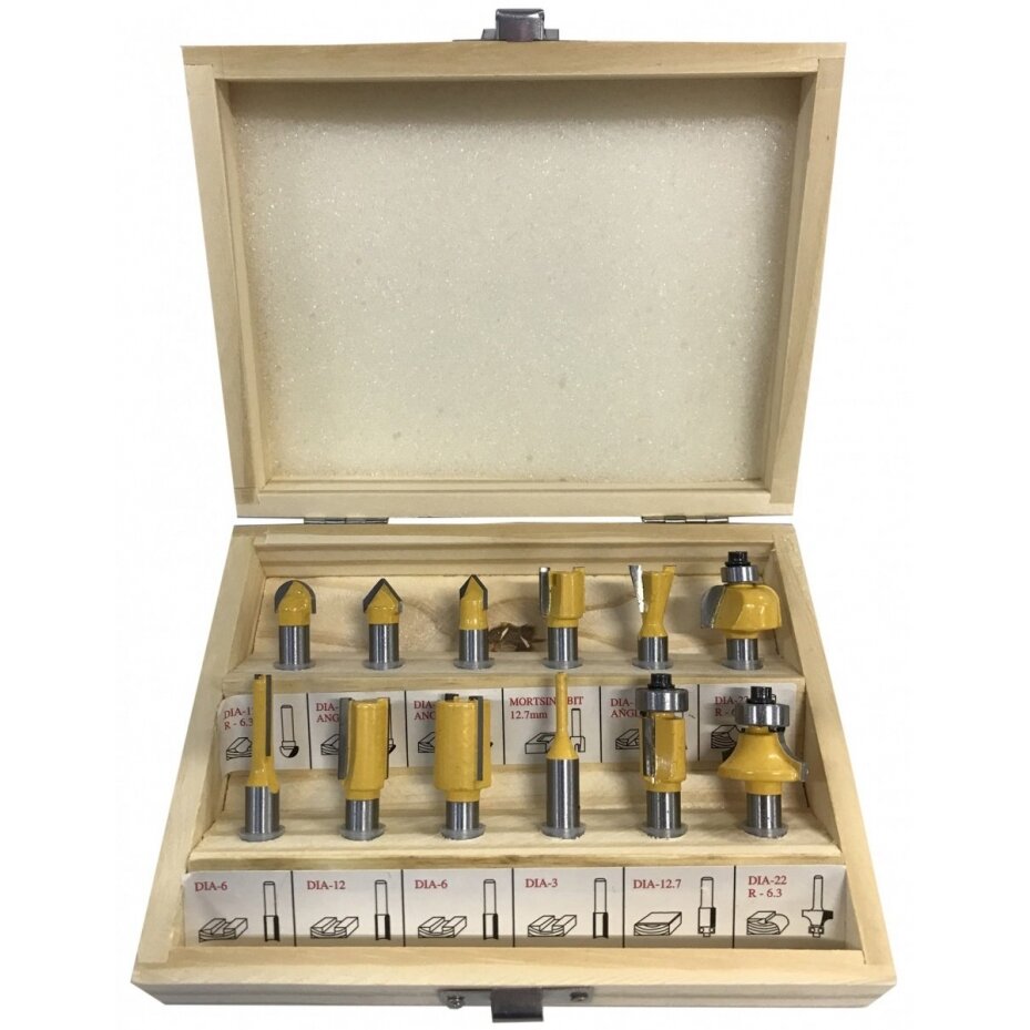 Frezų medžiui rinkinys | 12 vnt. (SK1636) Frezų medžiui rinkinys | 12 vnt. (SK1636)