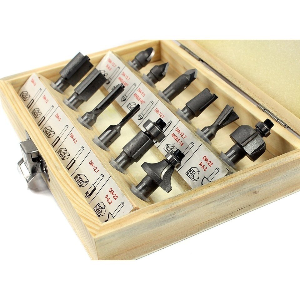 Frezų medžiui rinkinys 12 vnt., 8mm Frezų medžiui rinkinys 12 vnt., 8mm