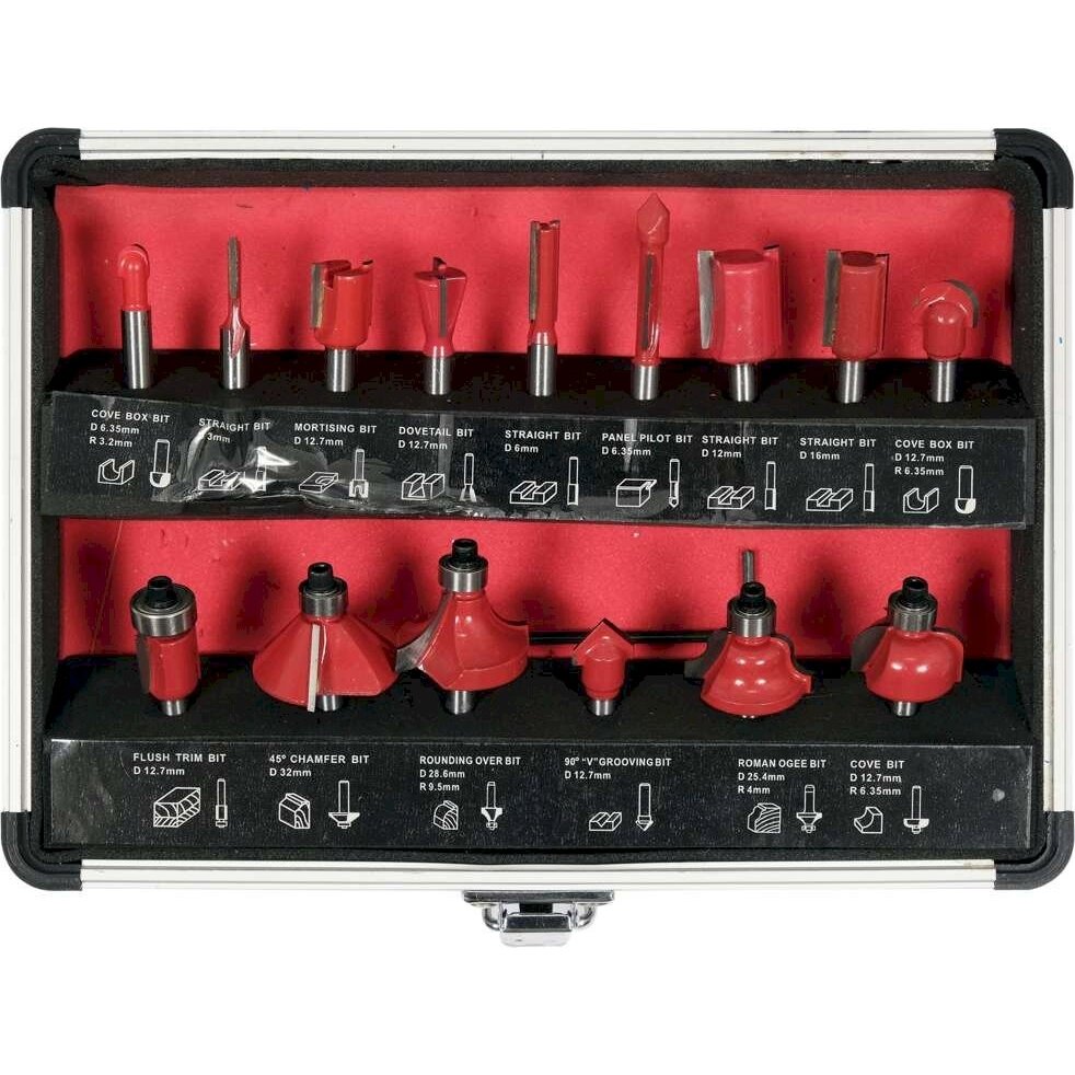 Frezų medžiui rinkinys | Ø 6 mm | 15 vnt. (YT-68007) 1 Frezų medžiui rinkinys | Ø 6 mm | 15 vnt. (YT-68007) 1