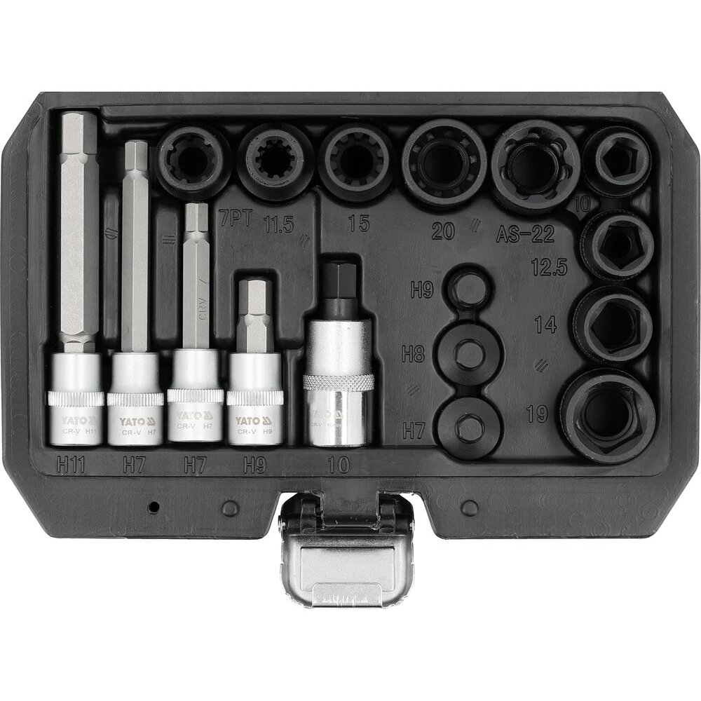 Galvučių ir antgalių rinkinys stabdžių suportams | 17 vnt. (YT-06812)