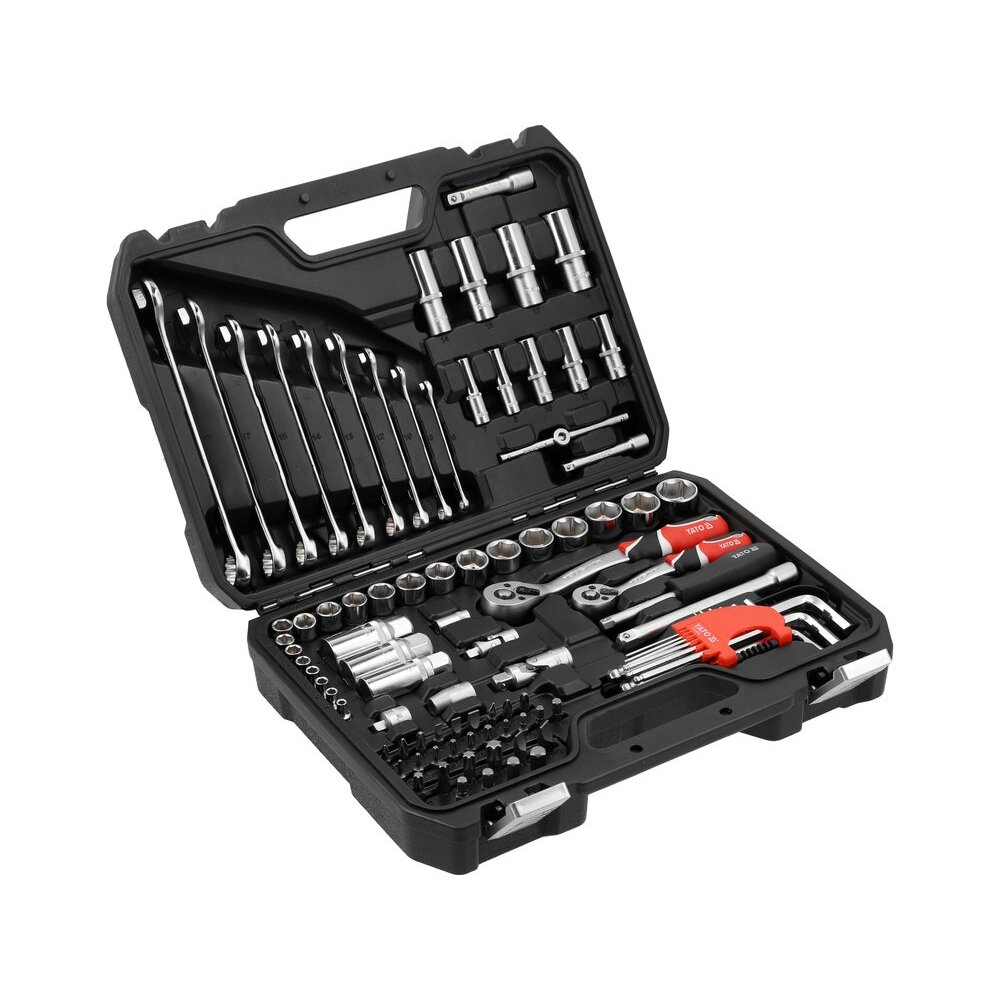 Galvučių ir įrankių rinkinys 1/4" + 3/8" | 92 vnt (YT-38785) Galvučių ir įrankių rinkinys 1/4" + 3/8" | 92 vnt (YT-38785)