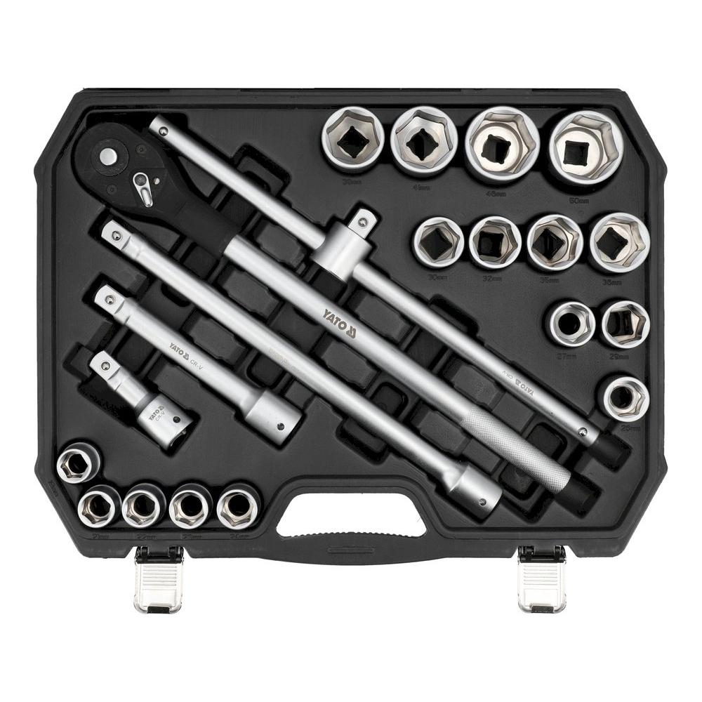 Galvučių komplektas 6 kampų | 19-50 mm | 20 mm (3/4") | 21 vnt. (YT-13351) Galvučių komplektas 6 kampų | 19-50 mm | 20 mm (3/4") | 21 vnt. (YT-13351)