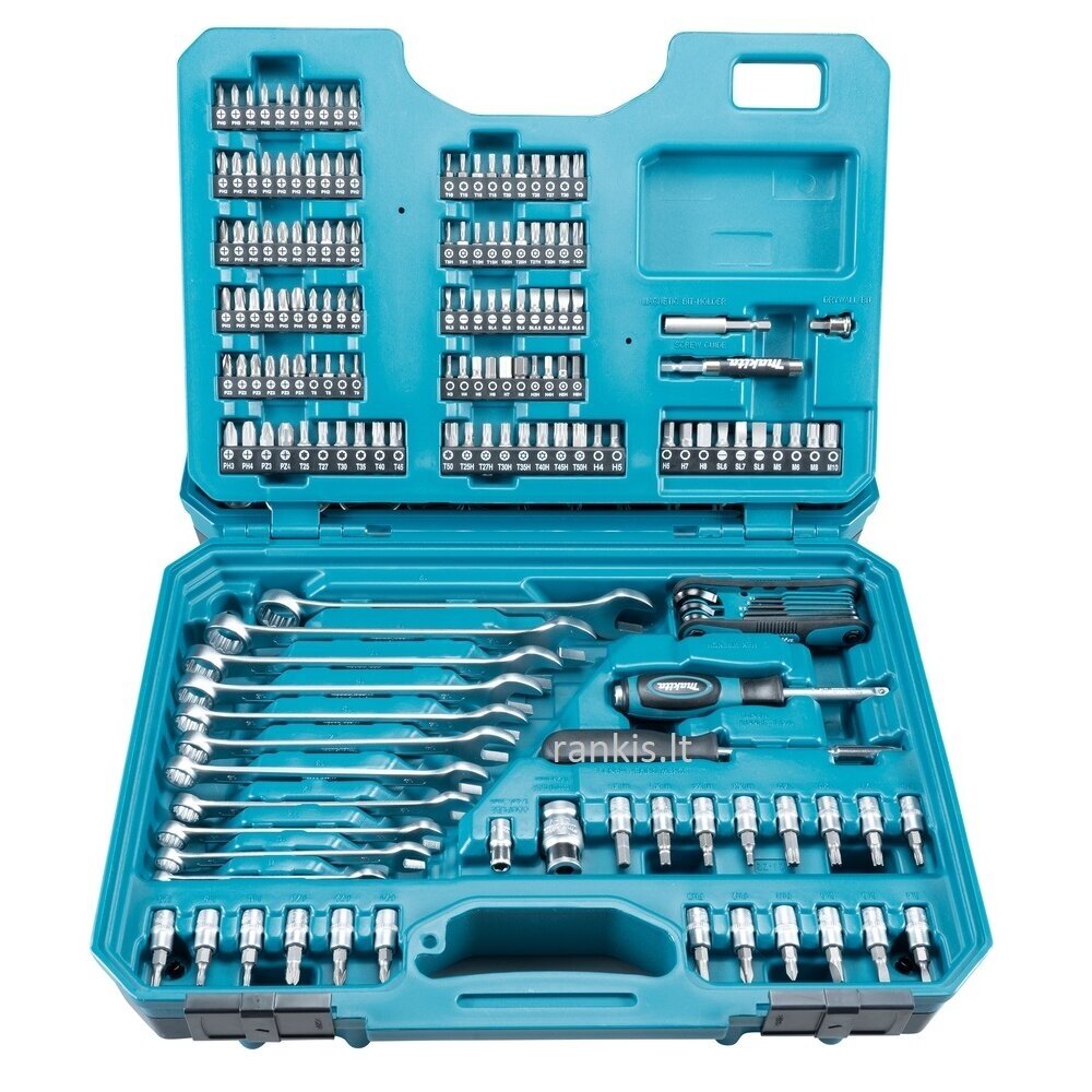 Galvučių, raktų ir antgalių rinkinys Makita E-10883, 221vnt, 1/2" + 1/4" 4 Galvučių, raktų ir antgalių rinkinys Makita E-10883, 221vnt, 1/2" + 1/4" 4