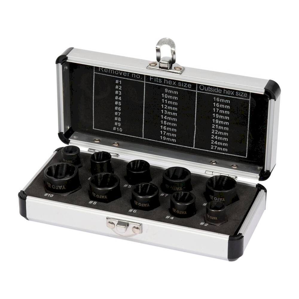 Galvučių rinkinys sugadintiems varžtams | 9-19 mm | 10 vnt (YT-06031)