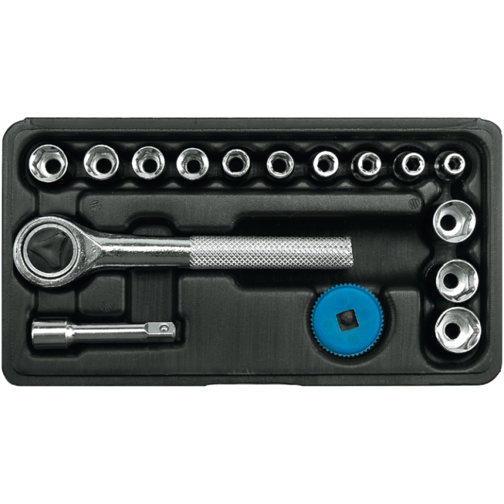 Galvučių su terkšle rinkinys Vorel, 6.3 mm (1/4"), 16 vnt.