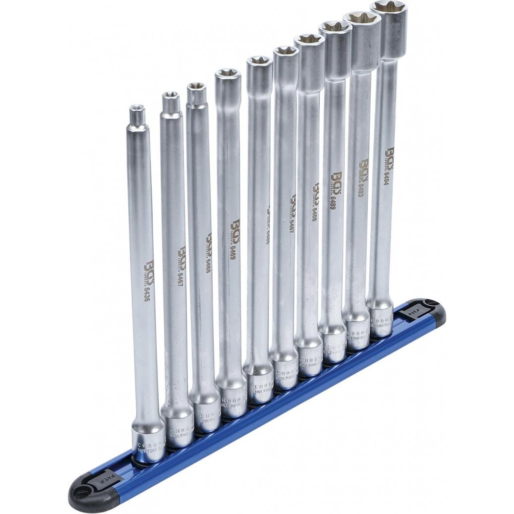 Galvučių rinkinys, E tipo | XXL | 10 mm (3/8") | E6 - E20 | 10 vnt. (70026) Galvučių rinkinys, E tipo | XXL | 10 mm (3/8") | E6 - E20 | 10 vnt. (70026)