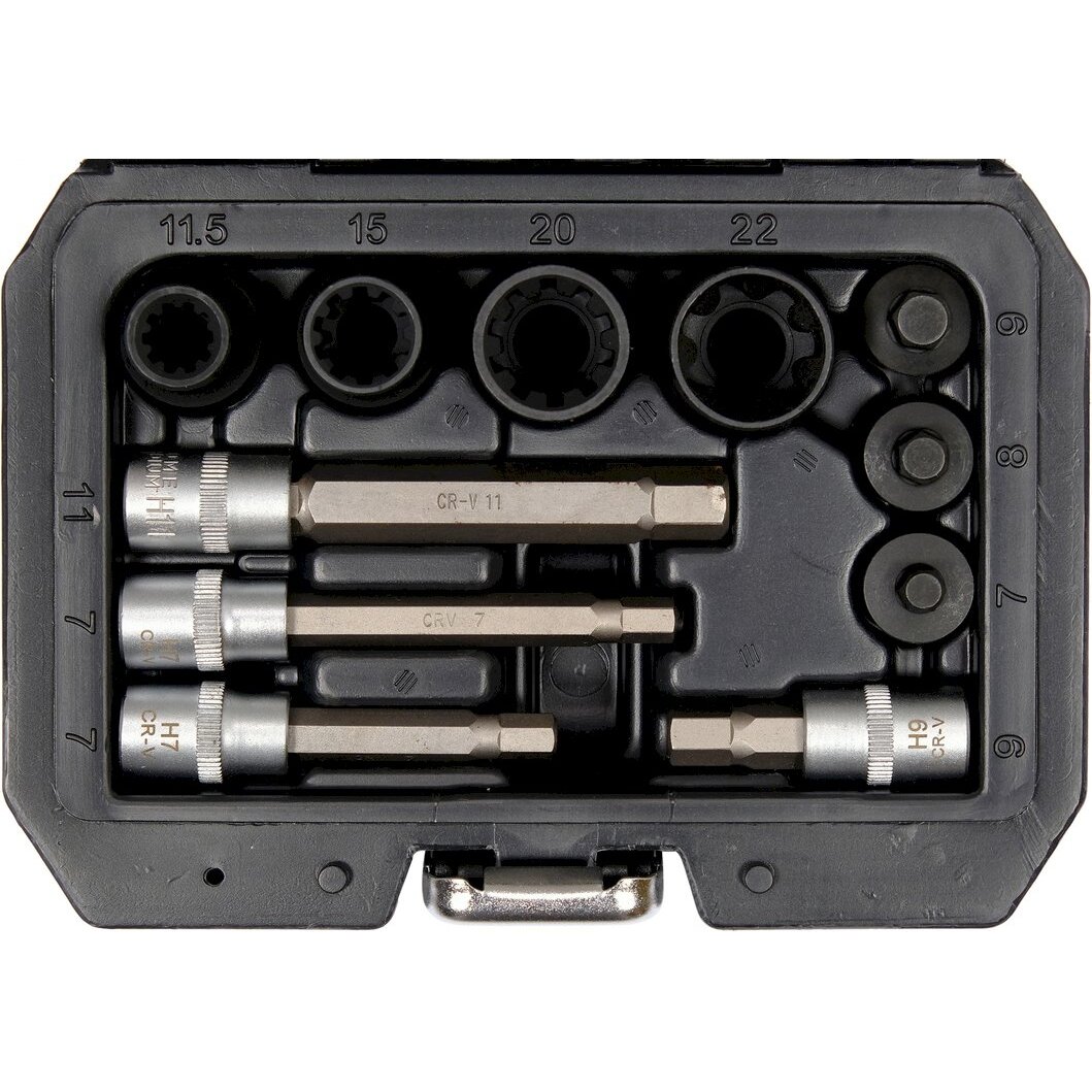 Galvučių ir antgalių rinkinys stabdžių suportams | 11 vnt. (YT-06808) Galvučių ir antgalių rinkinys stabdžių suportams | 11 vnt. (YT-06808)