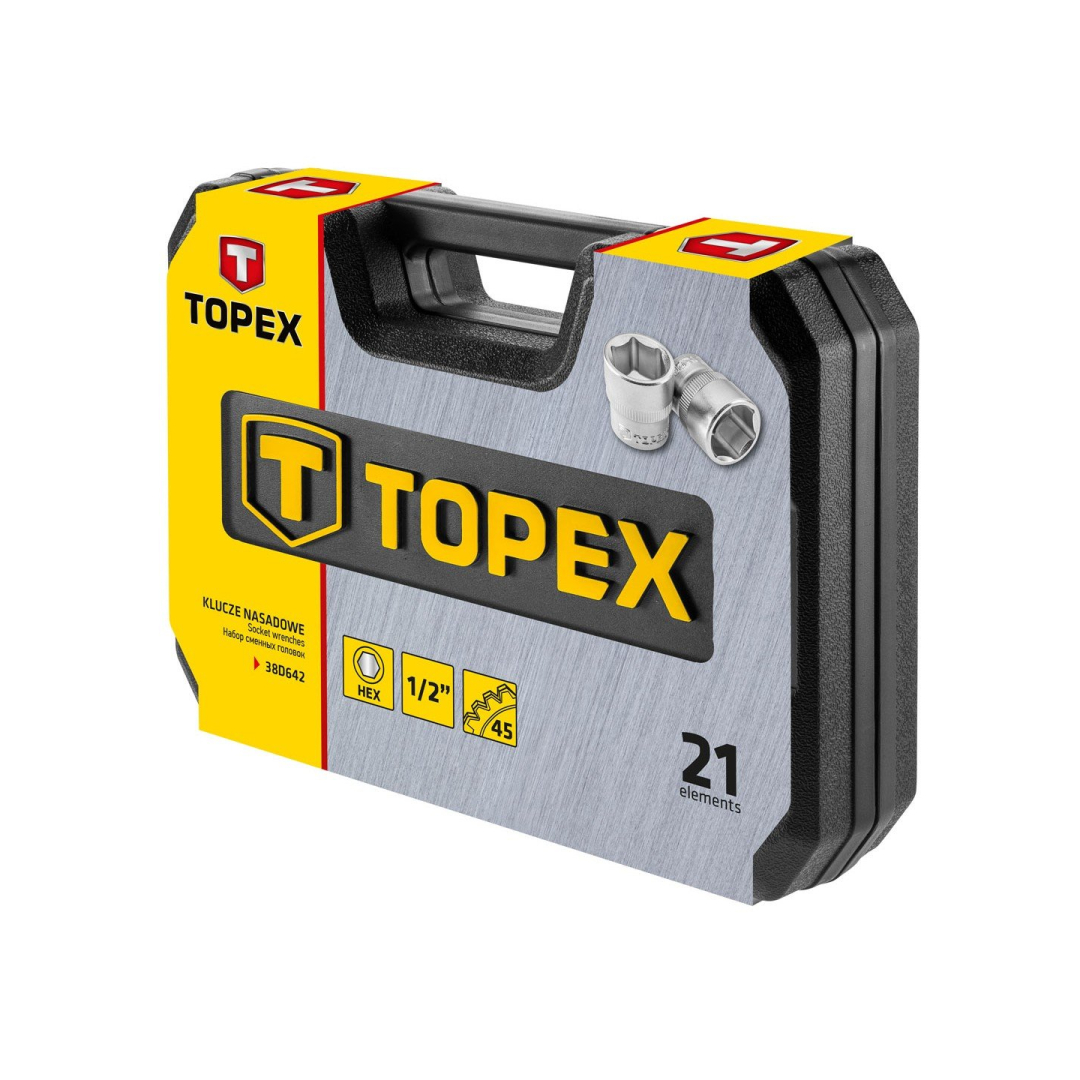 Galvučių ir raktų komplektas 1/2" CV, 21 vnt. 1