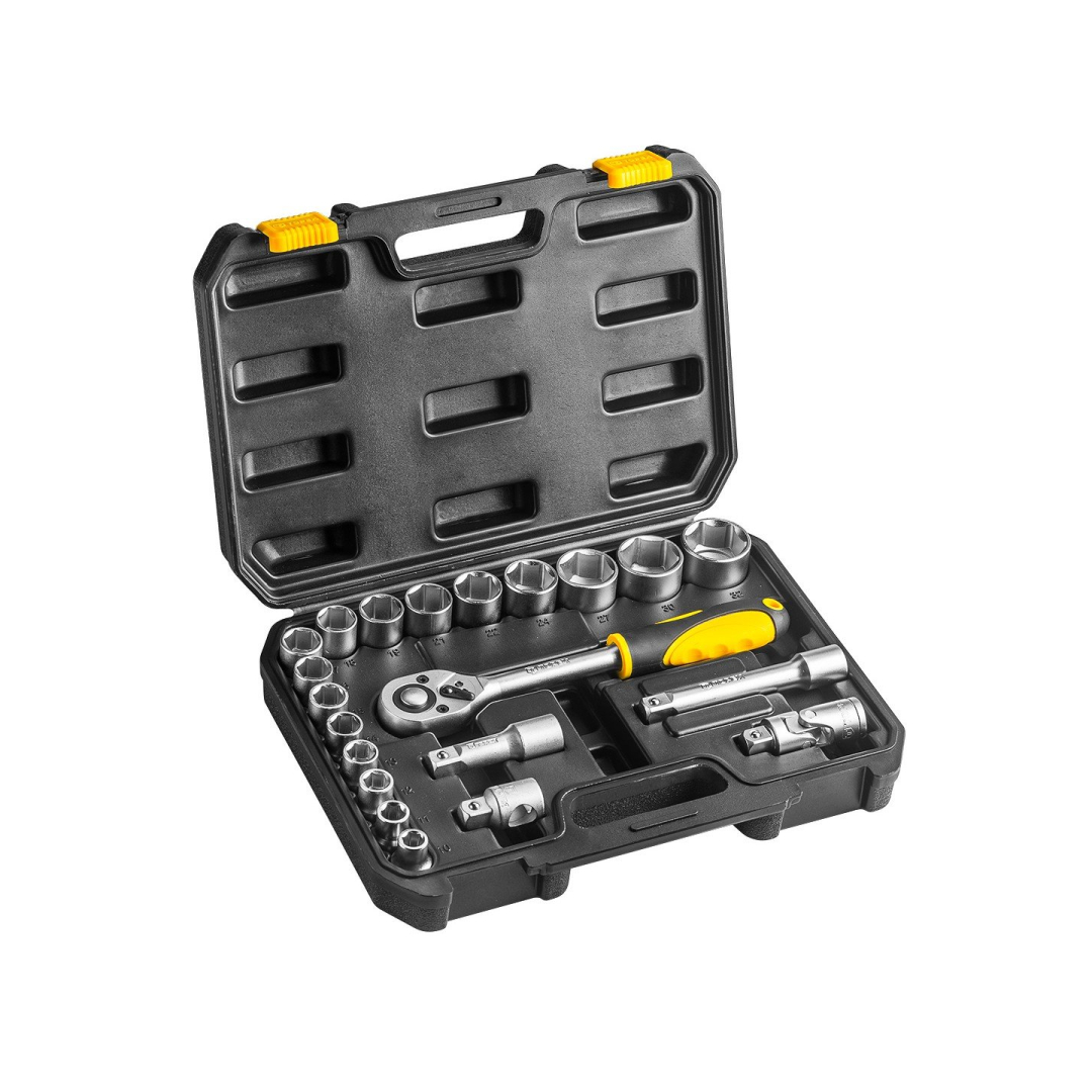 Galvučių ir raktų komplektas 1/2" CV, 21 vnt.