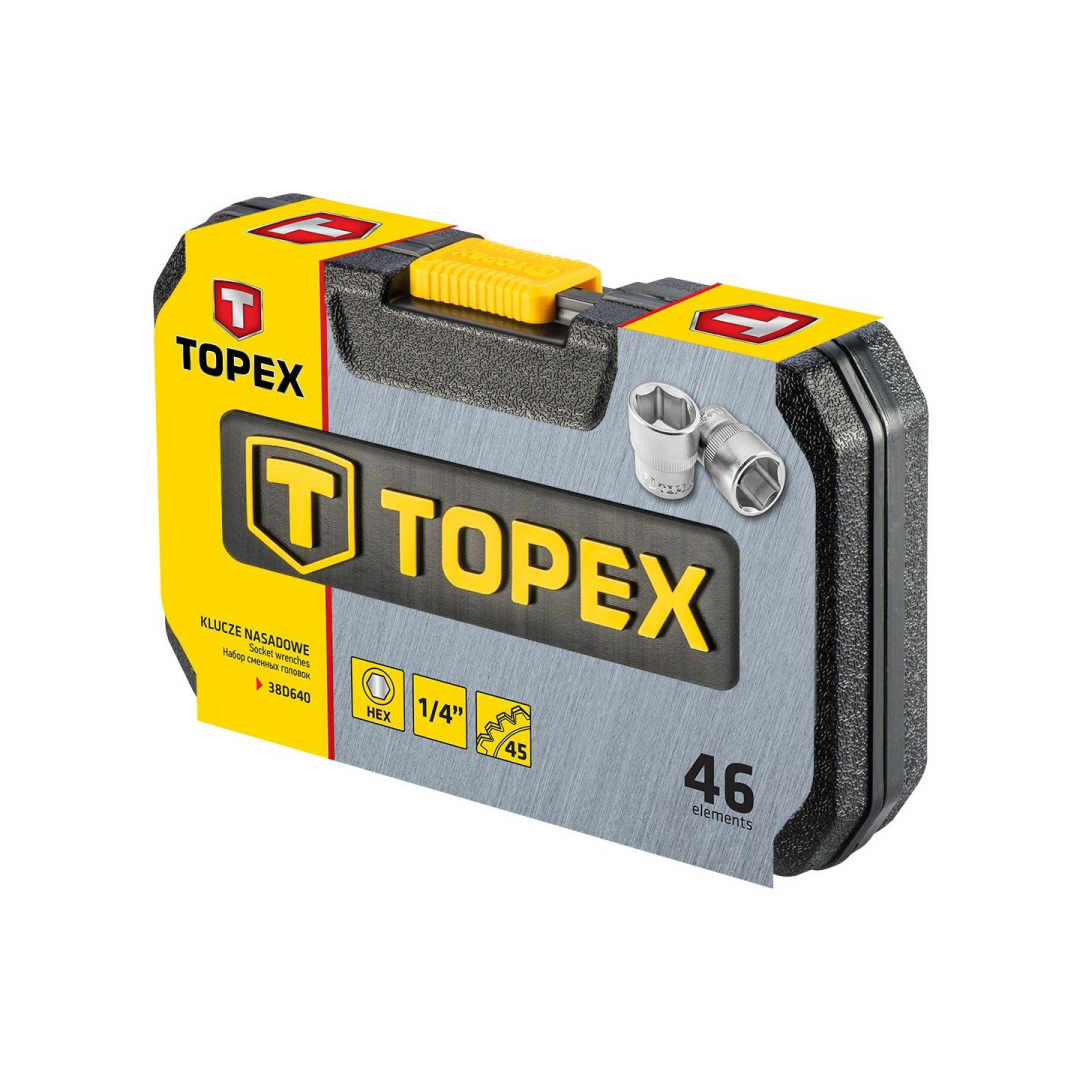 Galvučių ir raktų komplektas 1/4" CV, 46 vnt. 1