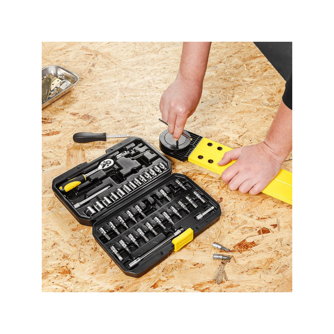 Galvučių ir raktų komplektas 1/4" CV, 46 vnt. 2