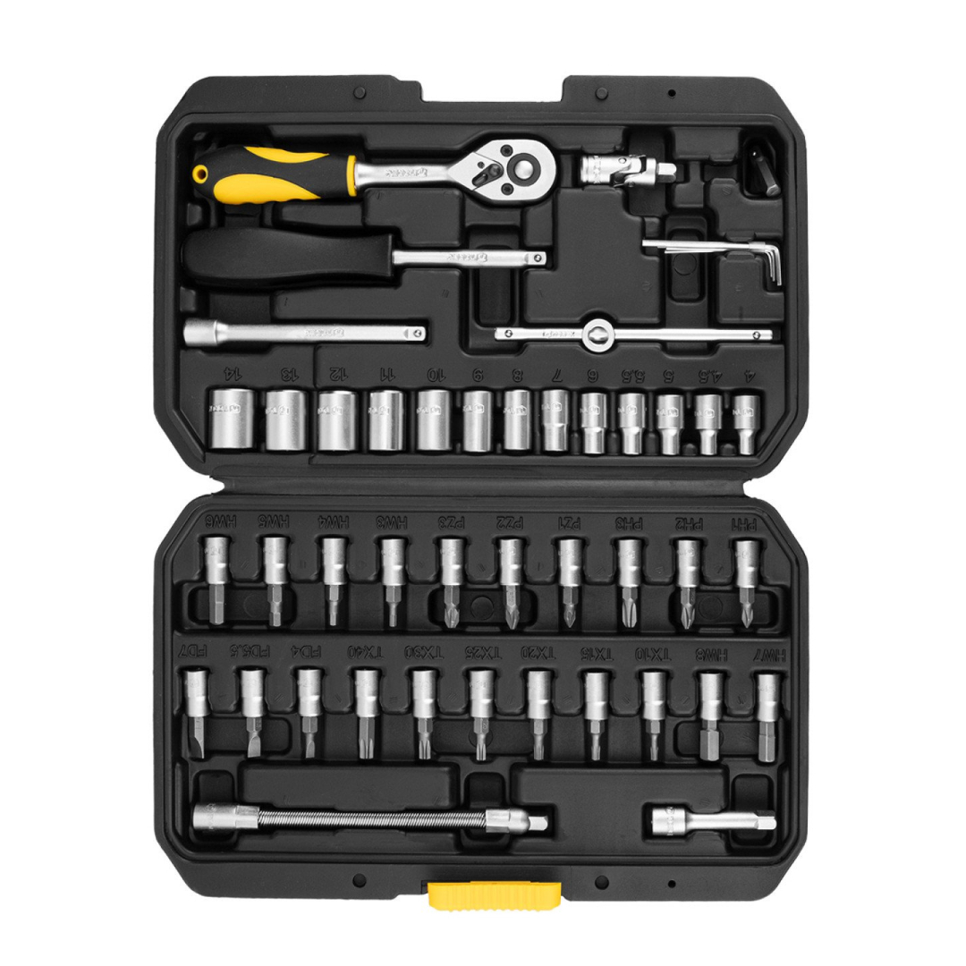 Galvučių ir raktų komplektas 1/4" CV, 46 vnt. 7