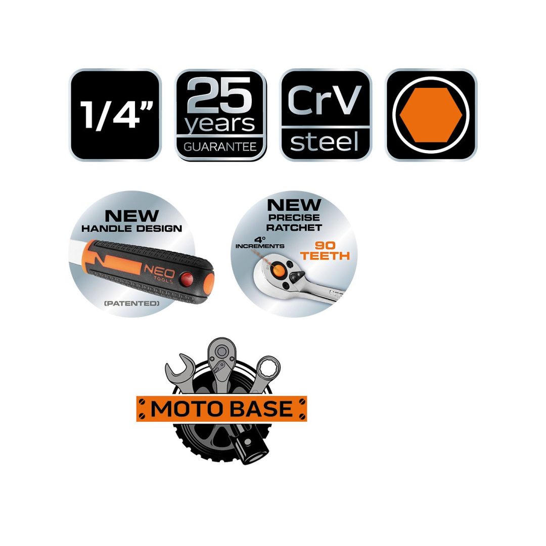 Galvučių rinkinys 1/4", 46 vnt. 8