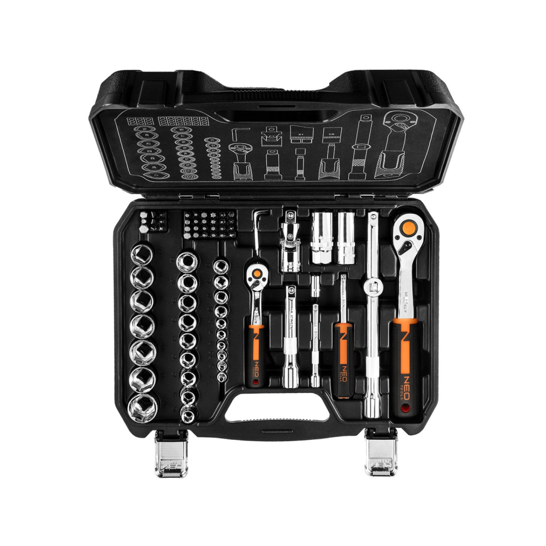 Galvučių rinkinys 73 vnt. rinkinys, 1/2", 1/4" , CrV 3 Galvučių rinkinys 73 vnt. rinkinys, 1/2", 1/4" , CrV 3