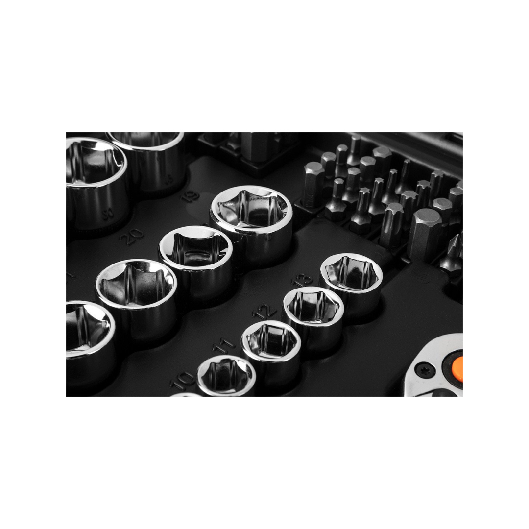 Galvučių rinkinys 73 vnt. rinkinys, 1/2", 1/4" , CrV 7