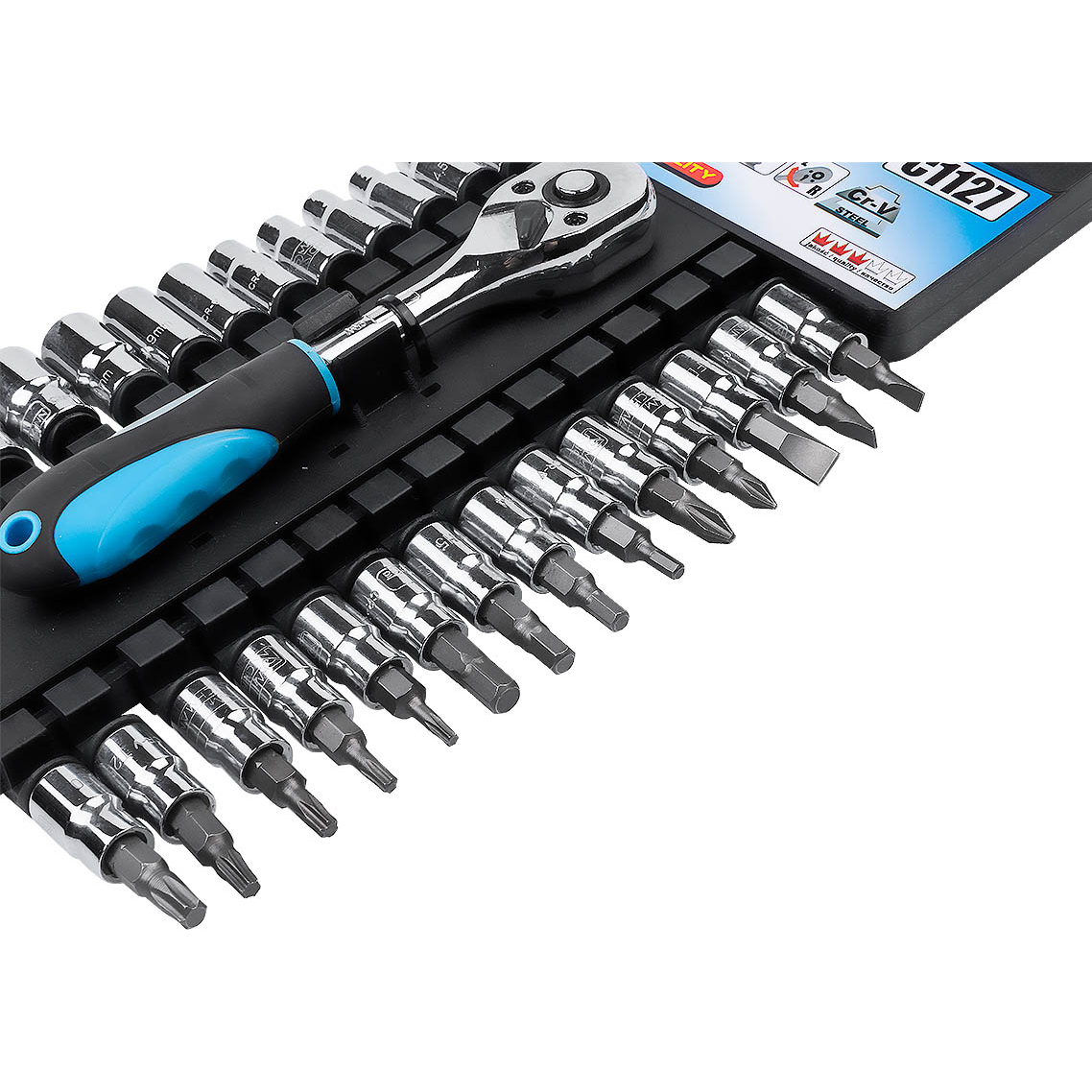 Galvučių su terkšle rinkinys 1/4, Richmann 27 vnt. 2 Galvučių su terkšle rinkinys 1/4, Richmann 27 vnt. 2