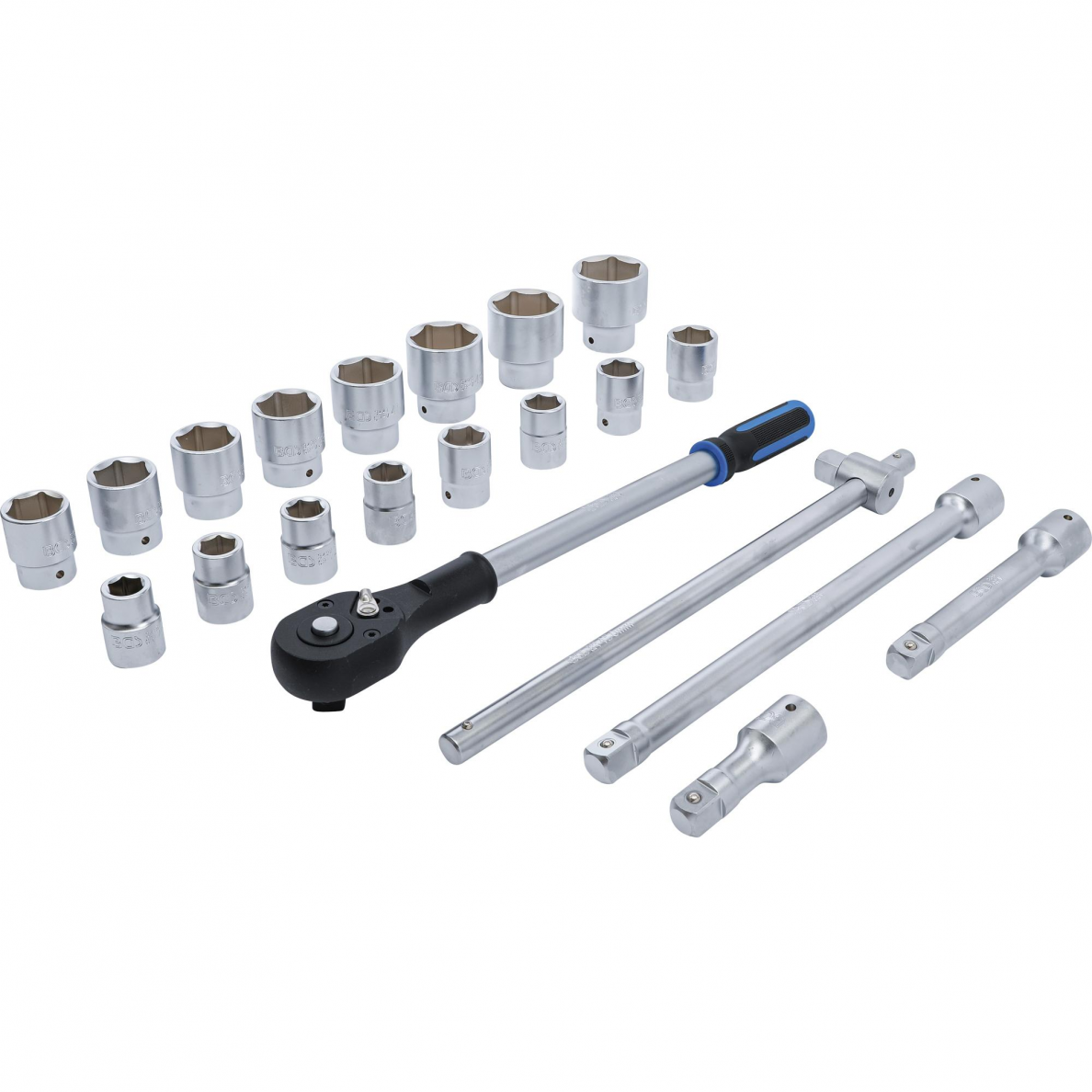 Galvučių ir rakto komplektas BGS-technic, 20 mm (3/4"), 21 vnt. 1 Galvučių ir rakto komplektas BGS-technic, 20 mm (3/4"), 21 vnt. 1