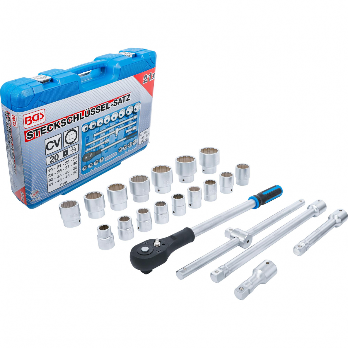 Galvučių ir rakto komplektas BGS-technic, 20 mm (3/4"), 21 vnt. Galvučių ir rakto komplektas BGS-technic, 20 mm (3/4"), 21 vnt.