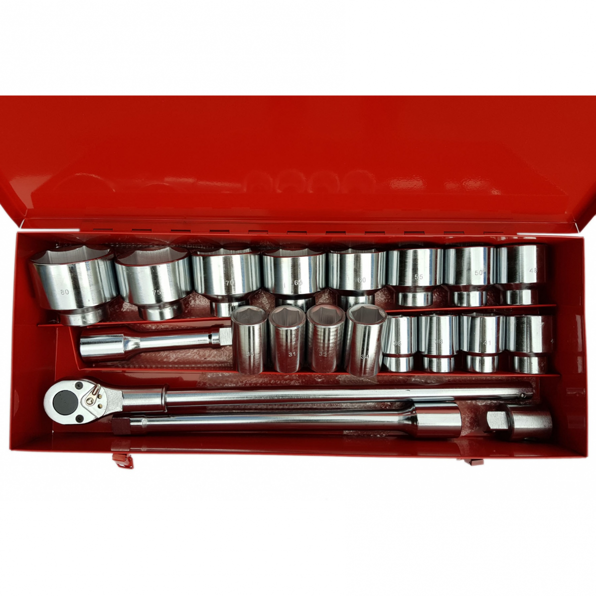 Galvučių ir rakto komplektas Essen tools, 25 mm (1"), 30 - 80 mm, 21 vnt 2 Galvučių ir rakto komplektas Essen tools, 25 mm (1"), 30 - 80 mm, 21 vnt 2