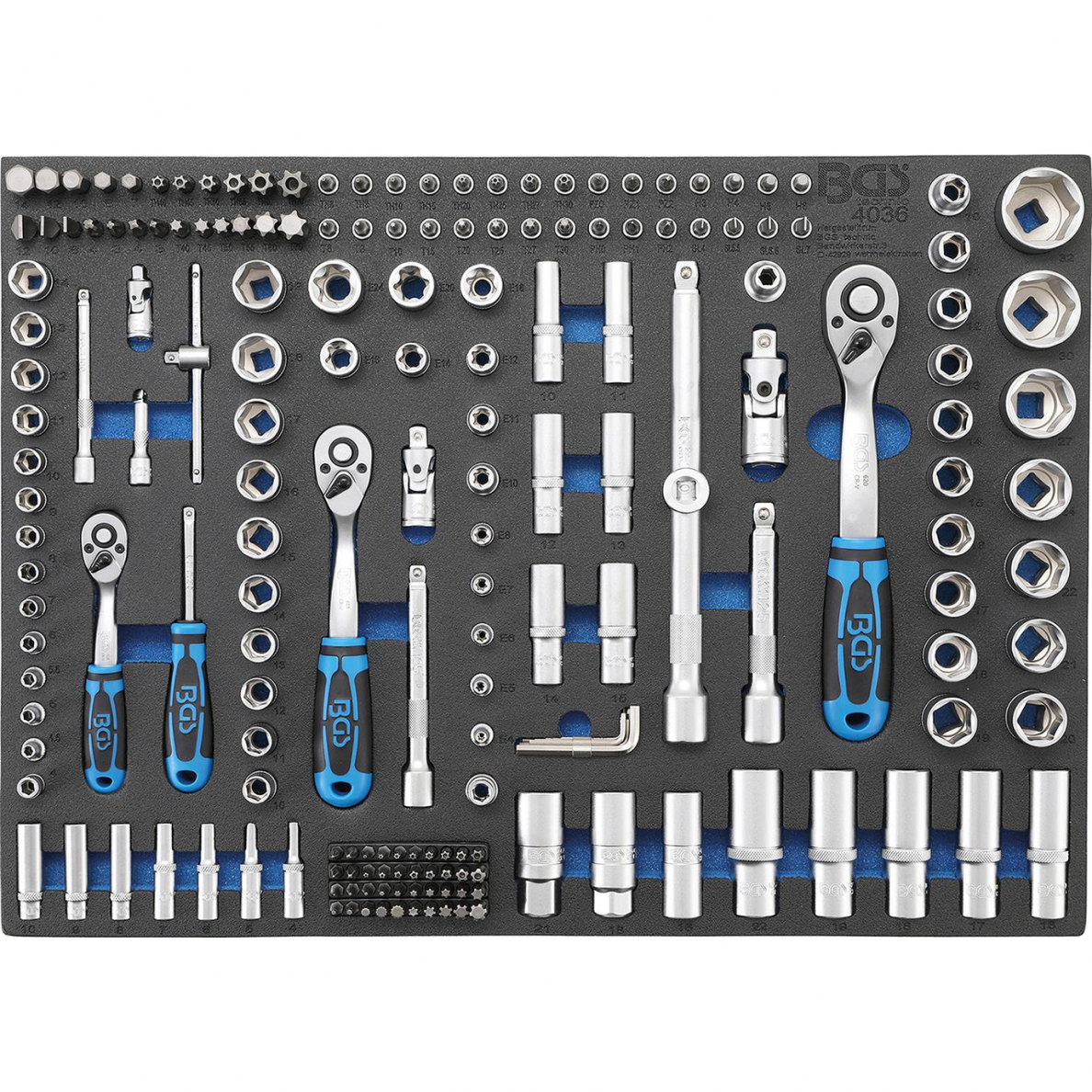 Galvučių rinkinys BGS-technic, 6.3 mm (1/4") / 10 mm (3/8") / 12,5 mm (1/2"), 192 vnt. Galvučių rinkinys BGS-technic, 6.3 mm (1/4") / 10 mm (3/8") / 12,5 mm (1/2"), 192 vnt.