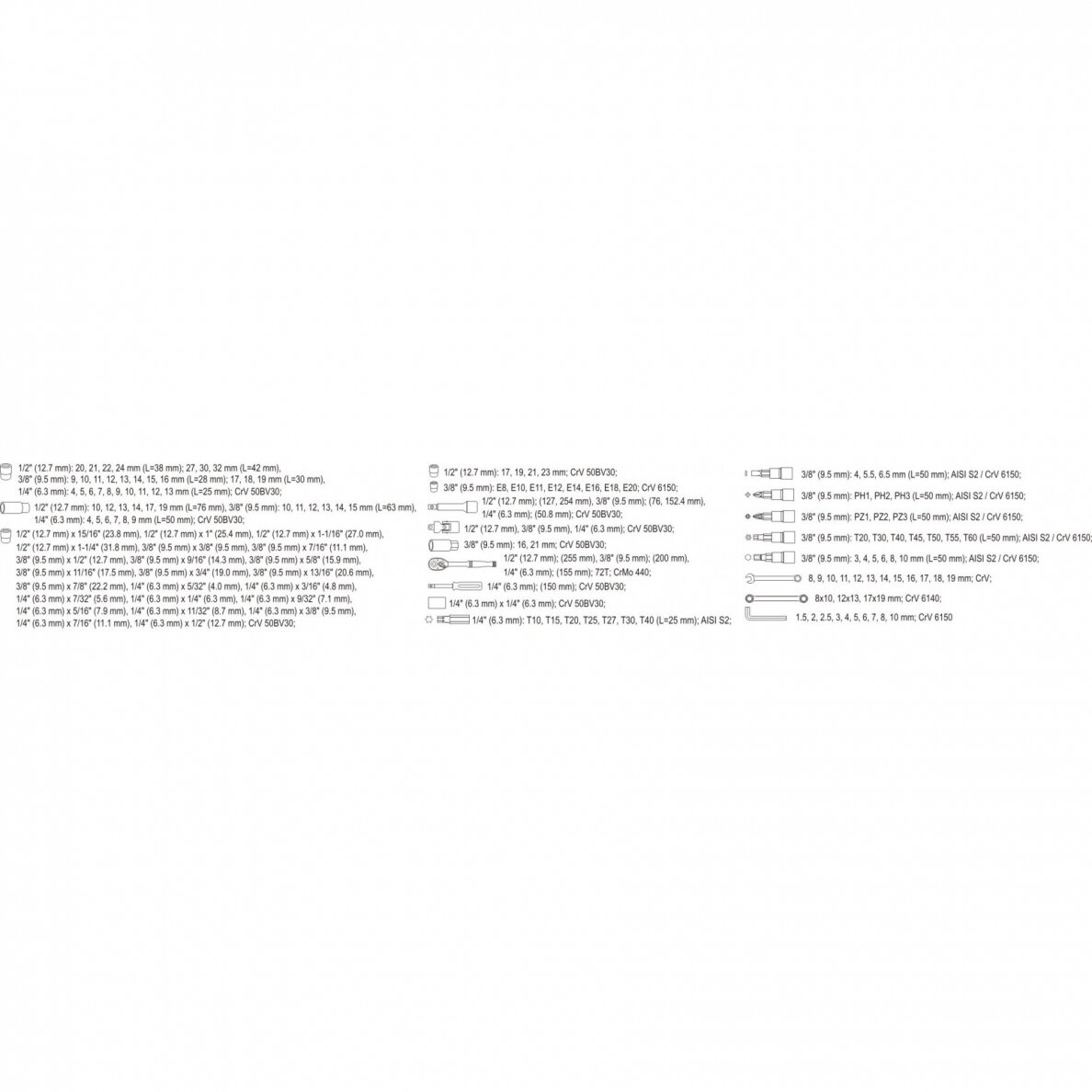 Galvučių ir raktų komplektas Yato terkšliniai raktai, 150 vnt. 4