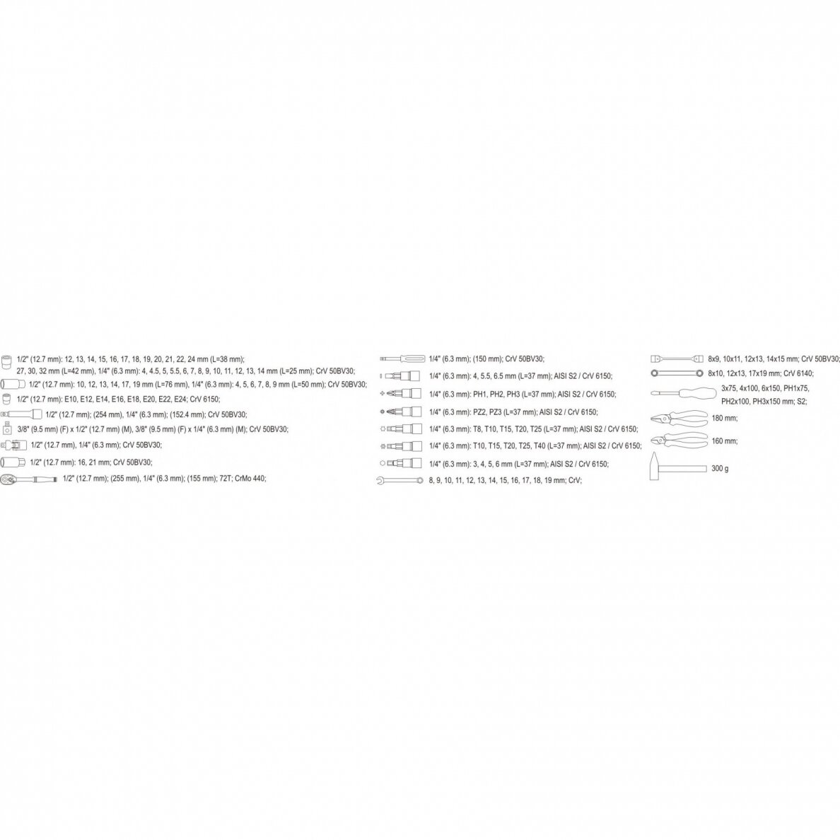 Galvučių, replių, raktų ir kitų įrankių Yato XXL komplektas 109 vnt 5 Galvučių, replių, raktų ir kitų įrankių Yato XXL komplektas 109 vnt 5