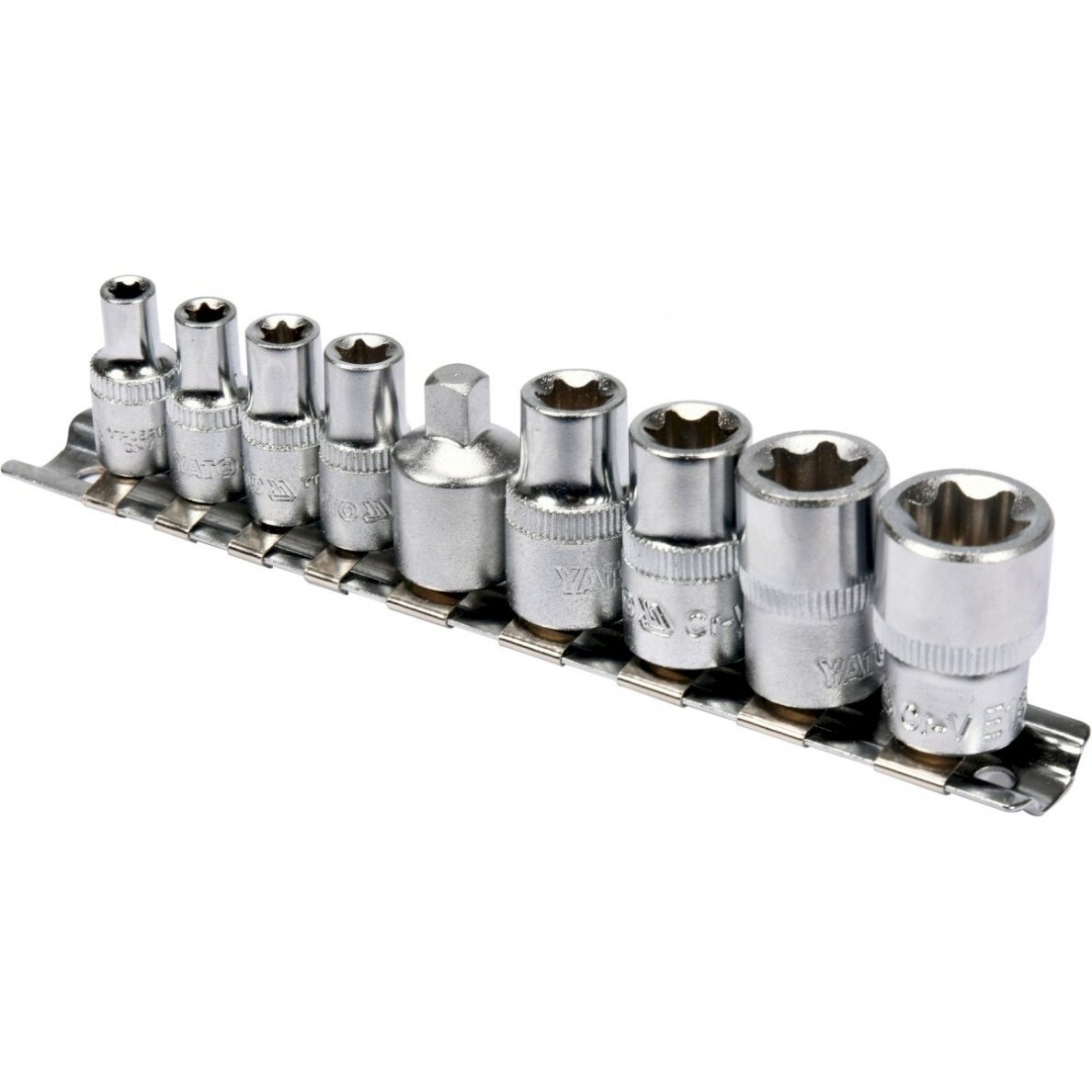 Galvučių rinkinys E-Tipas | 6.3 mm (1/4") / 10 mm (3/8") | E5 - E16 | 9 vnt. (YT-0520) Galvučių rinkinys E-Tipas | 6.3 mm (1/4") / 10 mm (3/8") | E5 - E16 | 9 vnt. (YT-0520)
