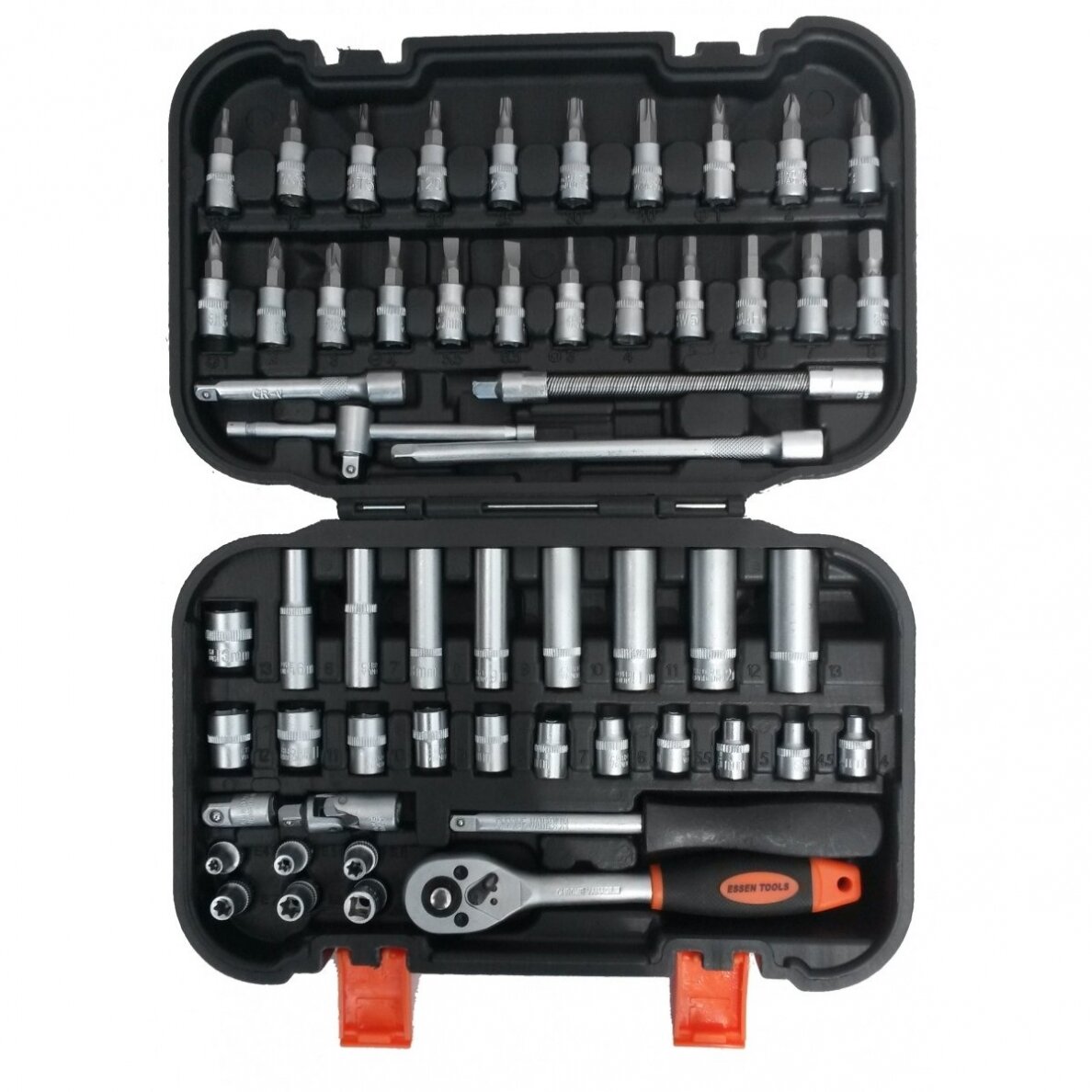 Galvučių su terkšle rinkinys | 6.3 mm (1/4") | 56 vnt. Galvučių su terkšle rinkinys | 6.3 mm (1/4") | 56 vnt.