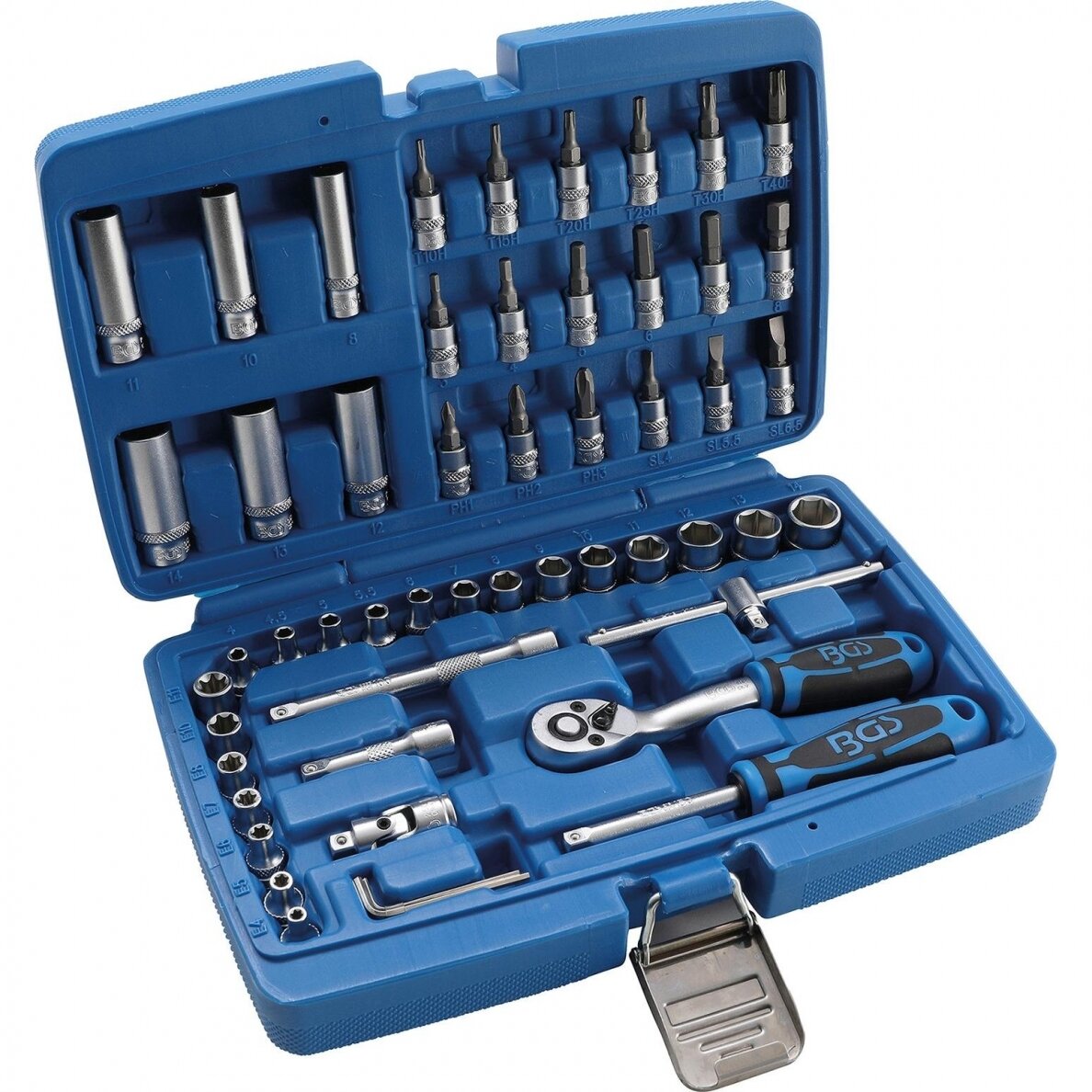 Galvučių su terkšle rinkinys BGS-TECHNIC 6.3 mm (1/4"), 53 vnt. 1 Galvučių su terkšle rinkinys BGS-TECHNIC 6.3 mm (1/4"), 53 vnt. 1