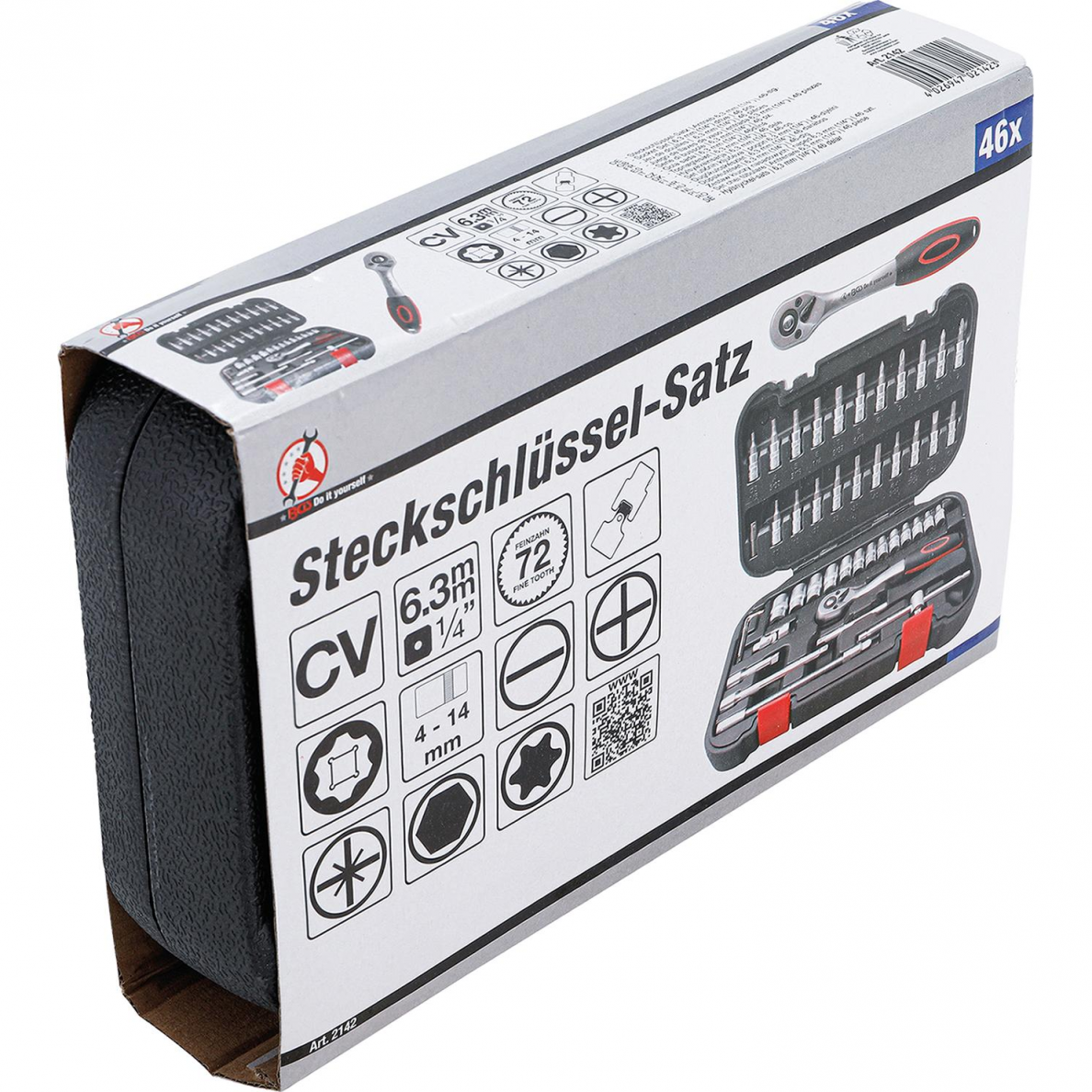 Galvučių su terkšle rinkinys BGS-technic, 6.3 mm (1/4"), 46 vnt. 3 Galvučių su terkšle rinkinys BGS-technic, 6.3 mm (1/4"), 46 vnt. 3