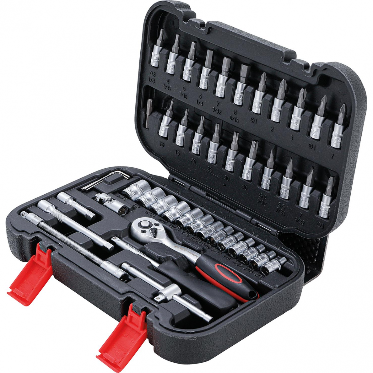 Galvučių su terkšle rinkinys BGS-technic, 6.3 mm (1/4"), 46 vnt. 1 Galvučių su terkšle rinkinys BGS-technic, 6.3 mm (1/4"), 46 vnt. 1