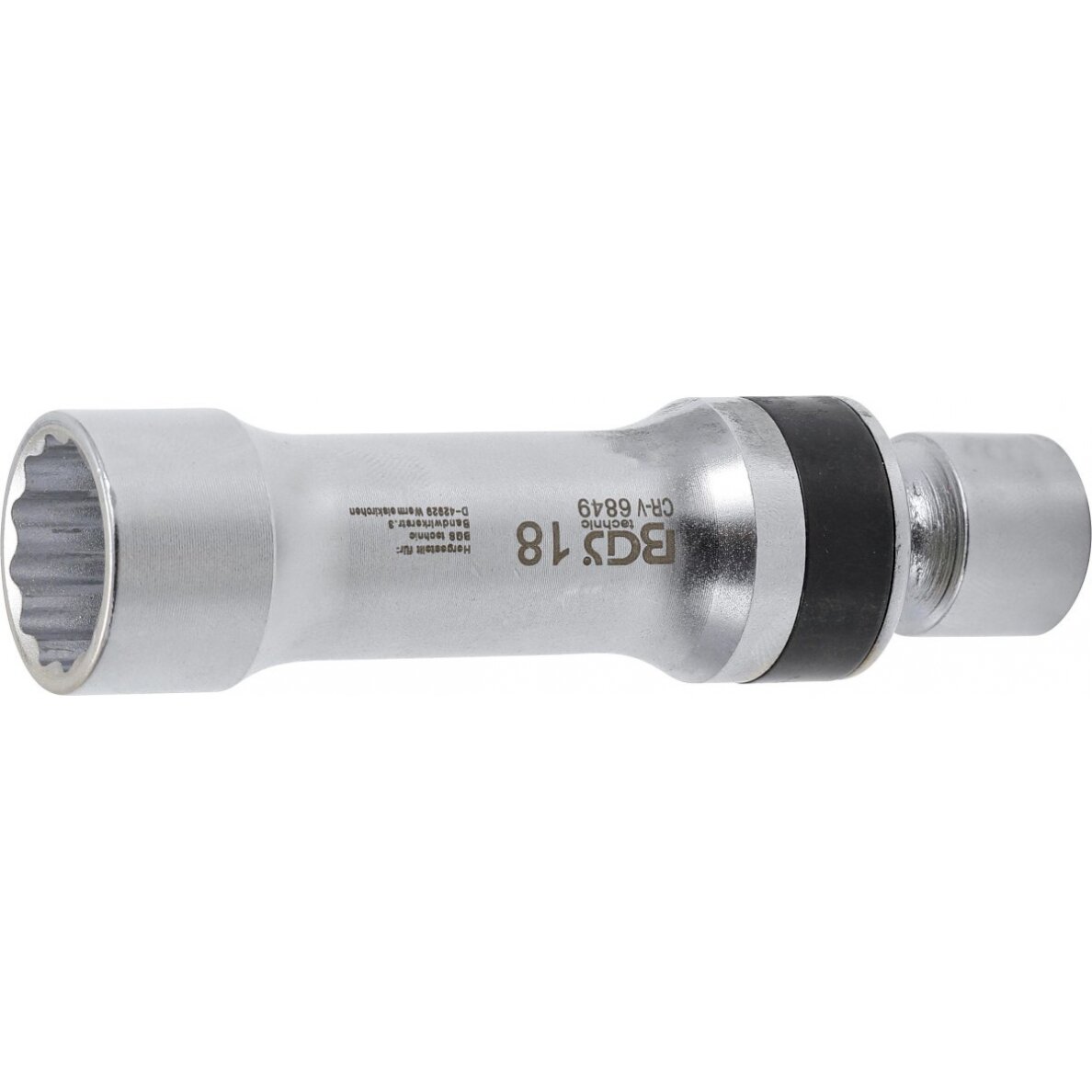 Galvutė žvakėms šarnyrinė 12 kampų | su atramine spyruokle 10 mm (3/8") | 18 mm (6849) Galvutė žvakėms šarnyrinė 12 kampų | su atramine spyruokle 10 mm (3/8") | 18 mm (6849)