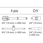 Įrankių rinkinys Yato, 3/4" galvutėms