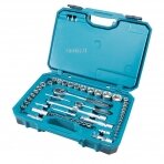 Galvučių, raktų ir antgalių rinkinys Makita E-10883, 221vnt, 1/2" + 1/4"