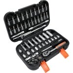 Galvučių su terkšle rinkinys Sthor (1/4"), 56 vnt.