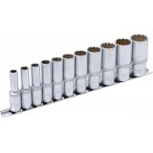 Galvučių rinkinys, 12-kampų, ilgos | 10 mm (3/8") | Coliniai dydžiai | 11 vnt. (6859)