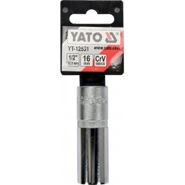 Galvutė žvakėms šešiakampė | 12,5 mm (1/2") | 16 mm (YT-12531) Galvutė žvakėms šešiakampė | 12,5 mm (1/2") | 16 mm (YT-12531)