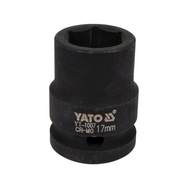 Galvutė smūginė šešiakampė | 12,5 mm (1/2") | 17 mm (YT-1007) Galvutė smūginė šešiakampė | 12,5 mm (1/2") | 17 mm (YT-1007)