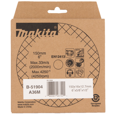 Galandimo diskas Makita B-51904, 150x16x12,7mm A36M 2 Galandimo diskas Makita B-51904, 150x16x12,7mm A36M 2