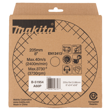 Galandimo diskas Makita B-51954, 205x19x15,88mm A60P 2 Galandimo diskas Makita B-51954, 205x19x15,88mm A60P 2