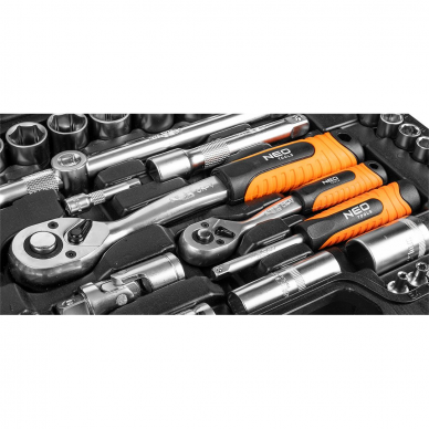 Galvučių ir įrankių rinkinys Neo Tools 10-212, 108 vnt, 1/2 , 1/4 4
