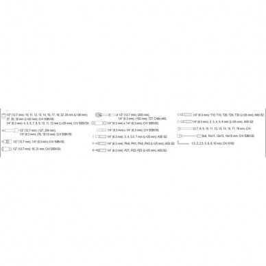 Galvučių ir įrankių rinkinys Yato, 6.3 mm (1/4") + 12.5 mm (1/2"), 77 vnt. 5 Galvučių ir įrankių rinkinys Yato, 6.3 mm (1/4") + 12.5 mm (1/2"), 77 vnt. 5