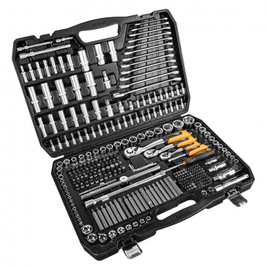 Galvučių ir įrankių rinkinys Neo Tools 10-218, 300 vnt, 1/2 , 3/8, 1/4