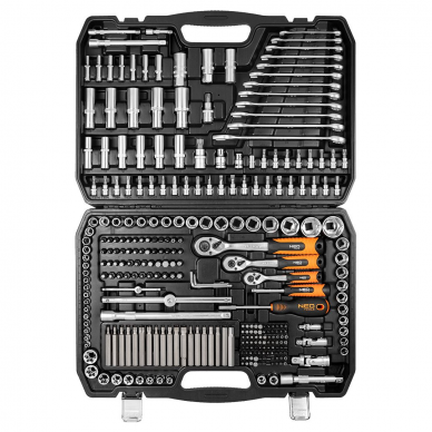 Galvučių ir įrankių rinkinys Neo Tools 10-218, 300 vnt, 1/2 , 3/8, 1/4 1