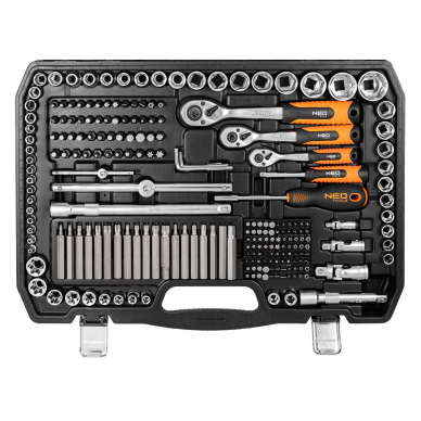 Galvučių ir įrankių rinkinys Neo Tools 10-218, 300 vnt, 1/2 , 3/8, 1/4 5
