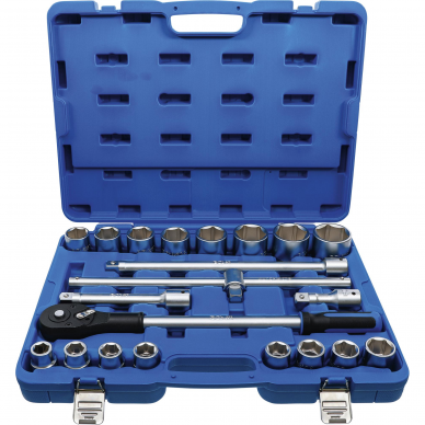 Galvučių ir rakto komplektas BGS-technic, 20 mm (3/4"), 21 vnt. 3 Galvučių ir rakto komplektas BGS-technic, 20 mm (3/4"), 21 vnt. 3