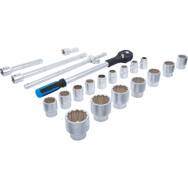 Galvučių ir rakto komplektas BGS-technic, 20 mm (3/4"), 21 vnt. 1 Galvučių ir rakto komplektas BGS-technic, 20 mm (3/4"), 21 vnt. 1