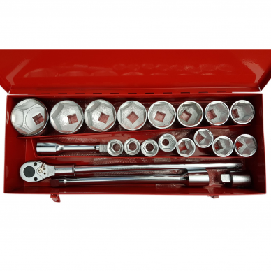 Galvučių ir rakto komplektas Essen tools, 25 mm (1"), 30 - 80 mm, 21 vnt 1 Galvučių ir rakto komplektas Essen tools, 25 mm (1"), 30 - 80 mm, 21 vnt 1