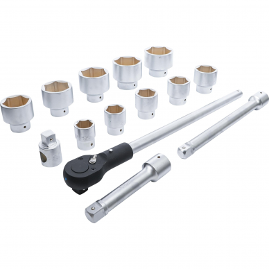 Galvučių ir rakto komplektas BGS-technic, 25 mm (1"), 15 vnt. 2 Galvučių ir rakto komplektas BGS-technic, 25 mm (1"), 15 vnt. 2