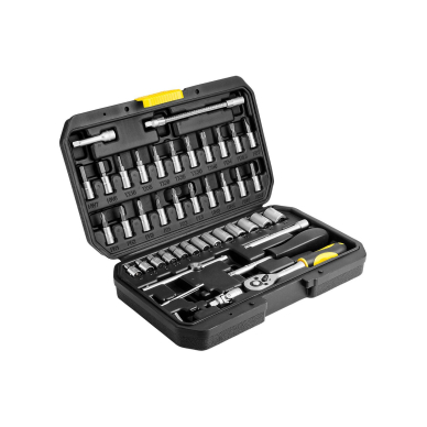 Galvučių ir raktų komplektas 1/4" CV, 46 vnt.